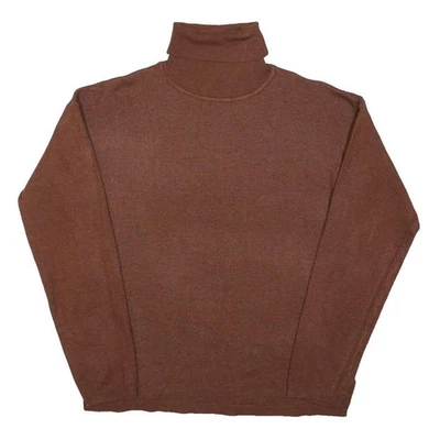 Haut Col Montant Roulé Manches Longues Femme Coton Mélangé Marron L - Photo 1/4