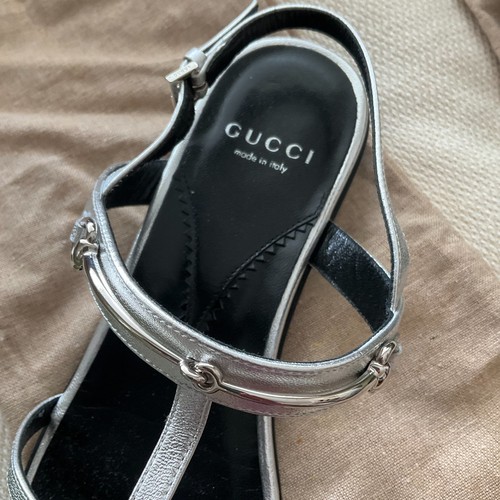 Gucci Horsebit Accent Leather Slingback Sandals Women 37 - Picture 3 of 7