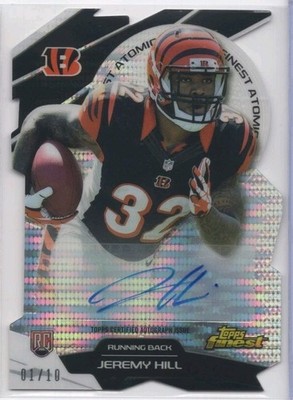 2014 Topps Finest Atomic Refractor Jeremy Hill RC Bengals Auto /10 Pulsar Rookie