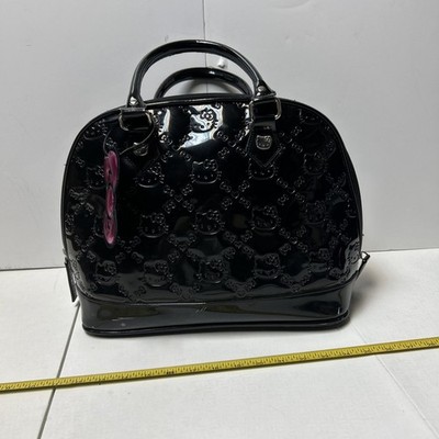 Sanrio Hello Kitty Loungefly Embossed Tote Bag Purse Black Patent Pre Owned