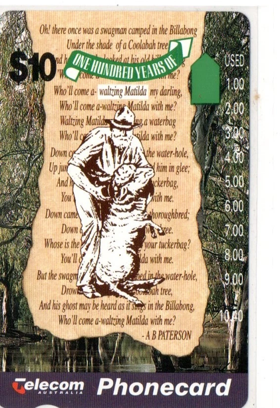Telecom $10 Mint Phonecard-One Hundred Years Of Waltzing Matilda