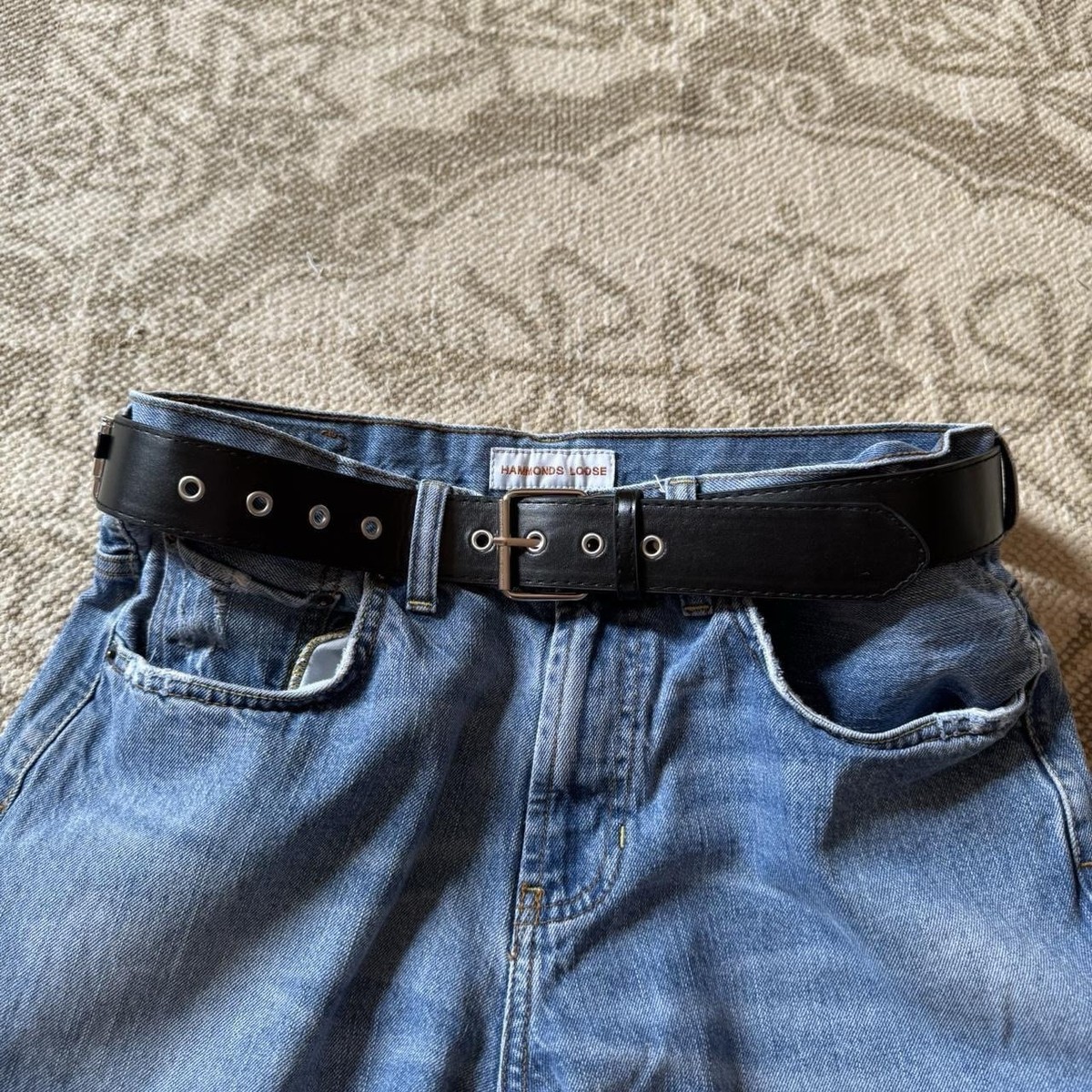 Y2K Studded Bullet Black Silver Belt - Punk Rock Grunge Emo 