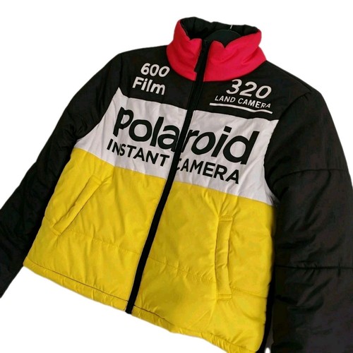 Polaroid Puffer Jacket Womens Forever 21 Instant Camera Size UK Medium Zipped - Picture 15 of 20
