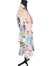 Floral Kimono Robe S/M Lightweight Polyester Multicolor Relaxed Coquette Sexy
