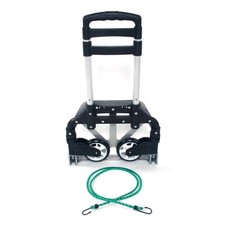 170 lbs Folding Aluminium Cart Luggage Trolley Hand Truck with Green Bungee Cord