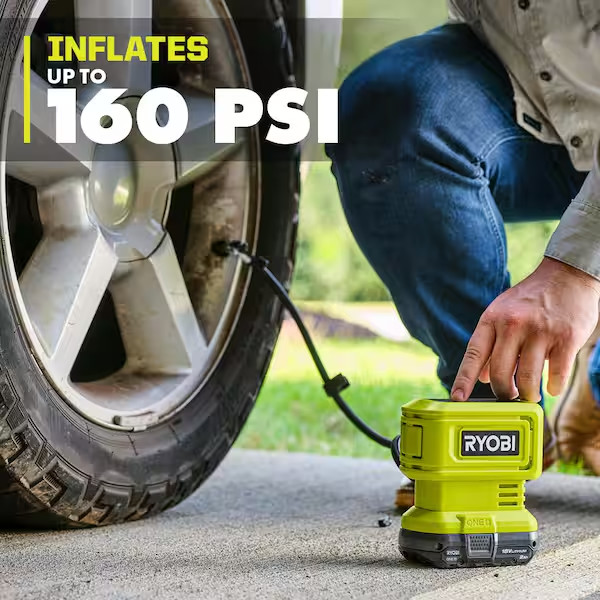 RYOBI 18V Cordless High Pressure Digital Inflator Air Compressor Tire Pump