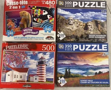5 NEW Puzzles Puzzlebug & More West Quoddy Lt. House & More 350-500 Pcs Variety