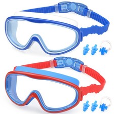 2 Pack Kids Swim Goggles Age 3-15 Anti Fog UV Clear Wide View