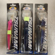 Tsunami TS Mega Minnow 7.5" Floating Crankbait Lot (3) Hot Pink & Sardine Bunker