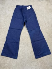 Vintage Seafarer Jeans Mens 29x30 Blue Bell Bottom Navy Dungaree Talon Zip Pants