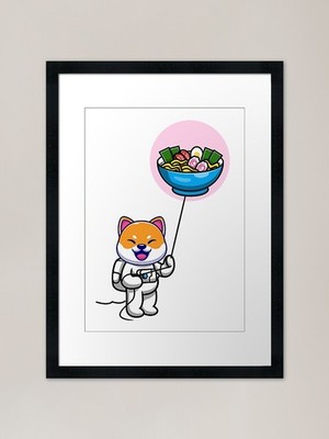 Niedlicher Shiba folgt seinen Träumen RAM gerahmtes Wandbild Poster Leinwanddruck Bild