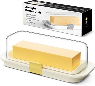 Butter Dish with Lid for Countertop and Refrigerator Door Shelf, Airtight Butter