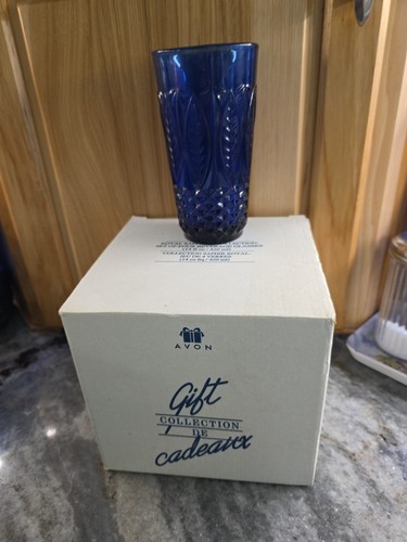 4 Vtg NIB Cobalt Blue Glass Tumbler Glasses Royal Sapphire Avon France (A)
