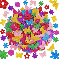 Foam Stickers,448 PCS 3D Glitter Foam Flower and Butterfly Stickers,7Colors
