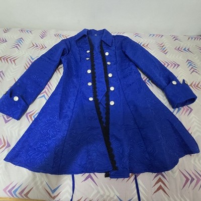 Vintage Inspired Royal Blue Brocade Coat Women s Medium Victorian Gothic Steampu