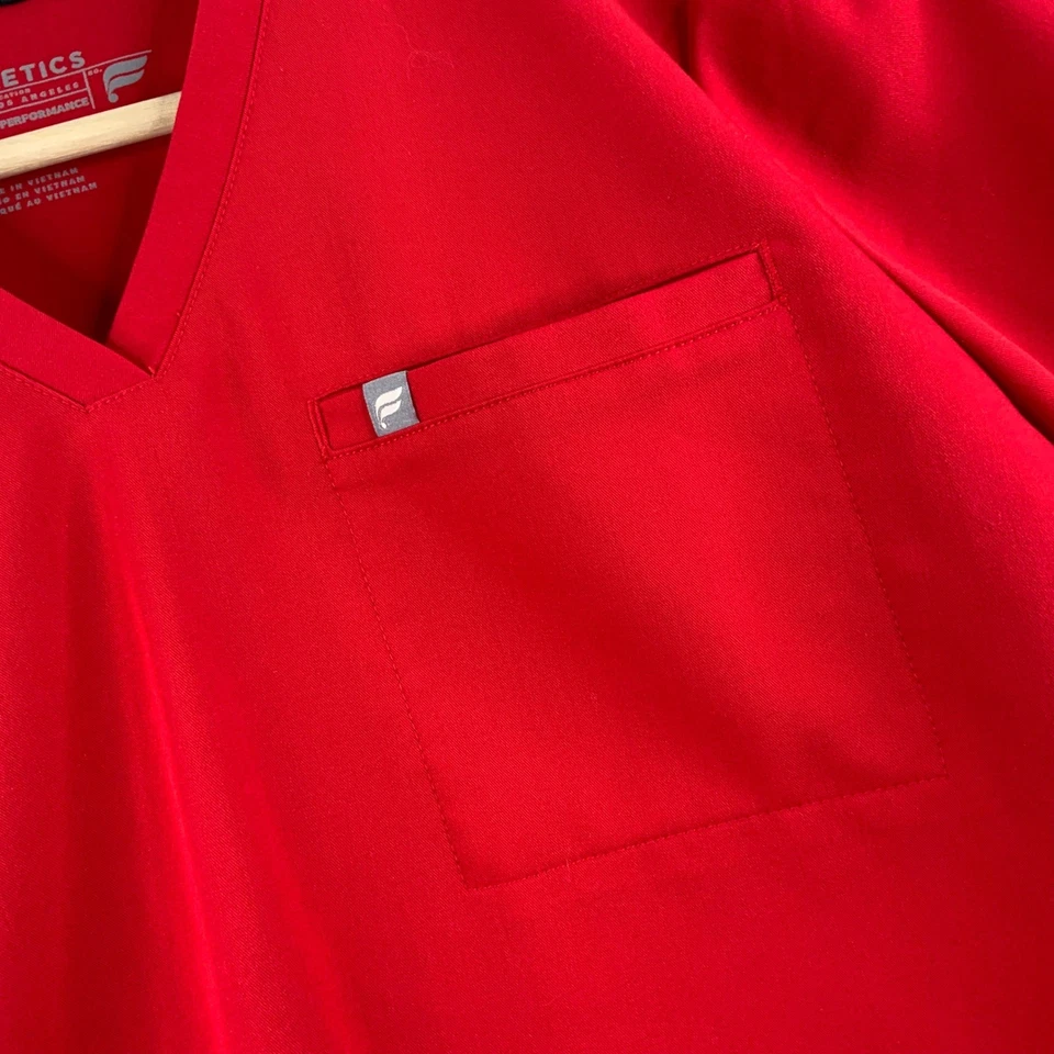 Conjunto Médico Fabletics Mujer Rojo Cuello en V Top Talla L, Pantalones de Correr Ropa Activa Talla Mediana Foto 4 de 4
