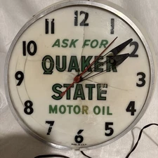 Vintage Quaker State motor oil electric clock