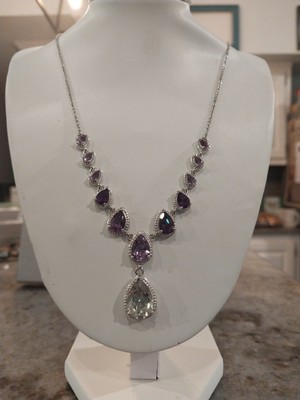 Karis MontezumaPrasiolite,Multi GemstoneNcklce,18-20''Plat/Bond/Stainless,11.25ct