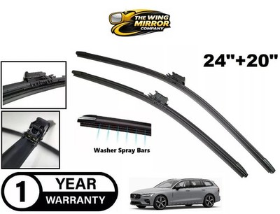 Volvo V60 2018-2025 Front Wiper Blades 24'' 20'' Heated Spray Bars Pair