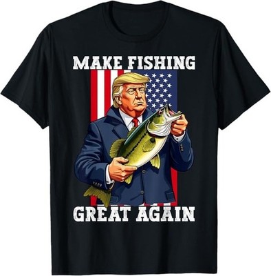Trump Make Fishing Great Again Funny Bass Fisherman T-Shirt - H384