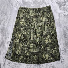 Vintage Kathie Lee Skirt Womens 26W/28W Green Floral Pencil Side Slit Preppy