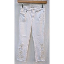 Free People Women's White Boho Embroidered Straight Leg Jeans size 27 Coastal