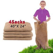 Alytree 4 Pack Burlap Potato Sack Race Bags, 24"x40" Outdoor Lawn Games for K...