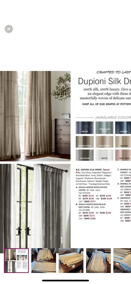 Pottery Barn Silk Dupioni Drapes Pole Pocket Curtains 2 Panels 96x84 - Image 2 of 4