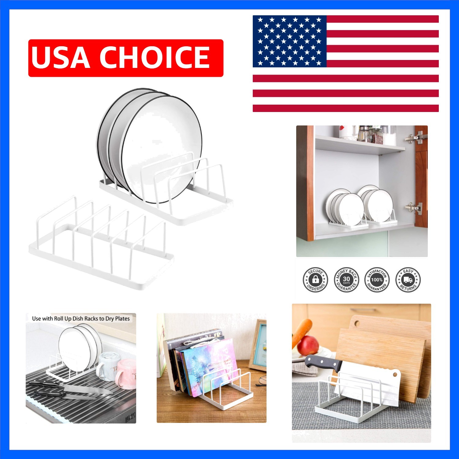 Dish Plate Storage Drainboard 2-Pack, Alloy Steel Kitchen Pot Lid Holder Dish...