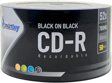 50 Pack Smartbuy CD-R 52X 700MB 80 Mins Double Side Black Vinyl Blank Recordable