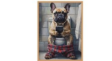 FRENCH BULLDOG TOILET BATHROOM  SIGN Vintage  METAL SIGN  PLAQUE A6 A5 A4