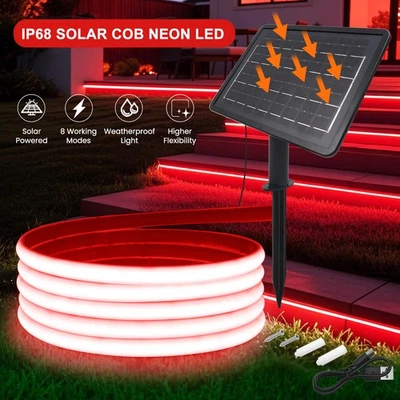 Solar COB NEON Strip Lights Outdoor Waterproof LED Light Strip Remote 10color - Image 1 of 4
