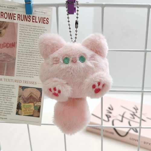 Squeak Long Tailed Cat Plush Keychain Cute Soft Stuffed Cat Keyring Bag Ornam-yg - Picture 10 of 20
