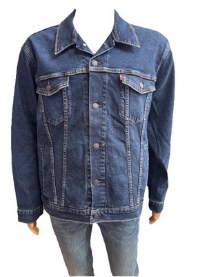 LEVI'S Levi Levis Strauss Mens Trucker Jacket Dark Blue Denim XL $89.50
