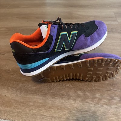 New Balance 574 Men's Athletic Shoes Size 10, Black/Neon Orange/Purple, ML574PT2
