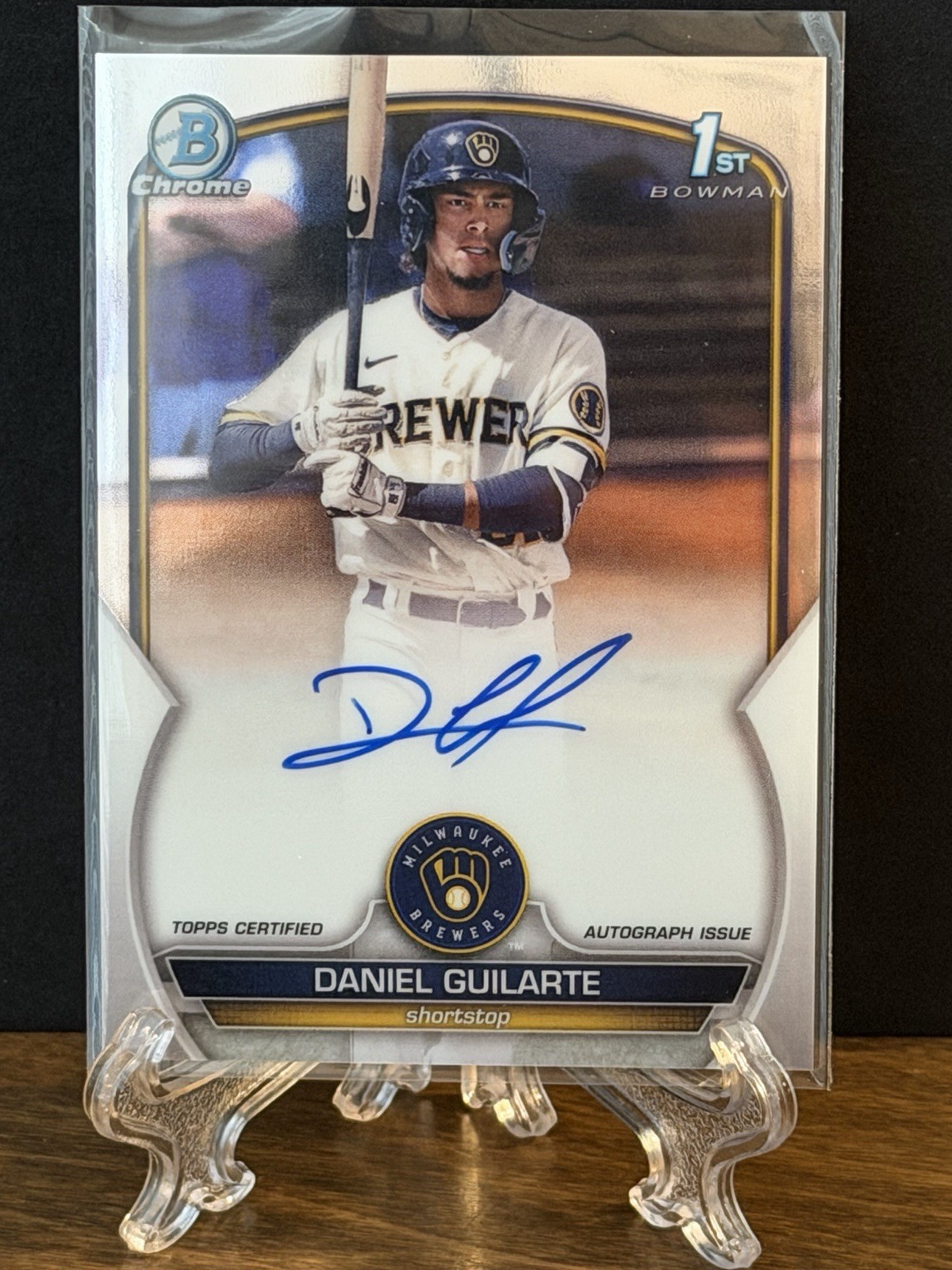 2023 Bowman Chrome 1st Auto  Daniel Guilarte Milwaukee Brewers CPA-DGE