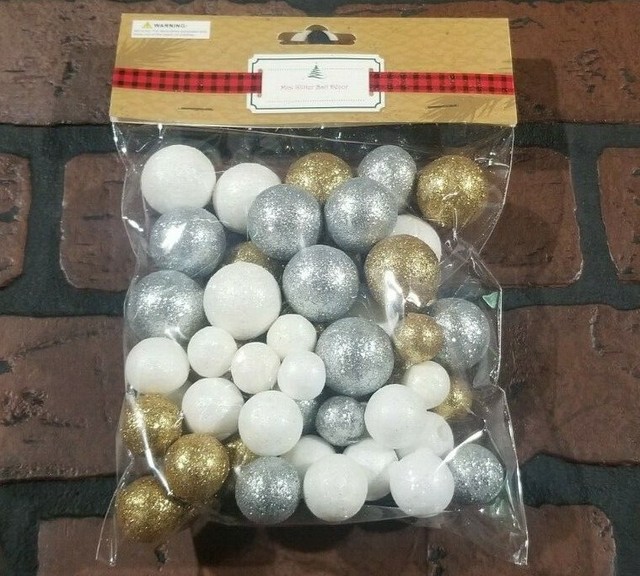 Mini Glitter Ball Decor Vase Filler Gold, White and Silver in 3 sizes
