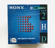 SEALED 10-PACK SONY MICRO 3.5" FLOPPY DISC IBM FORMATTED DOUBLE SIDED MFD-2HD 