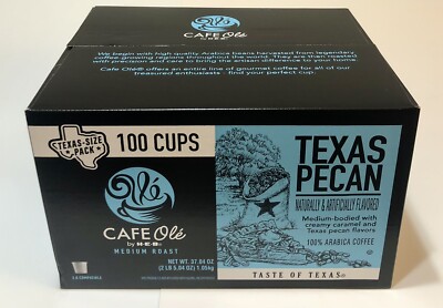 HEB 2lb 5oz K-Cup Pods Box Texas Pecan CAFE Ole  by H-E-B Medium Roast 100/Box