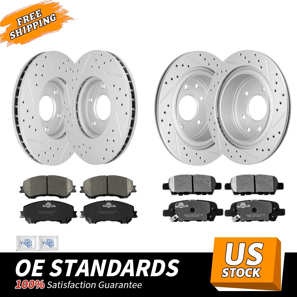 SIPAUTEC Front & Rear Ceramic Brake Pad Set For Nissan Rogue, Rogue Sport, Qashqai - 8 Pads + Fluid