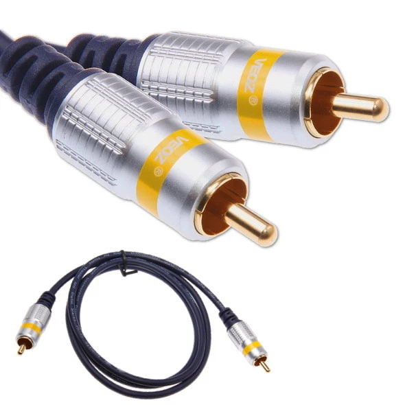 1,5m Câble Coaxial RCA Cinch mâle Subwoofer Numérique Digital 1,5 mètres Veoz - Photo 1/1
