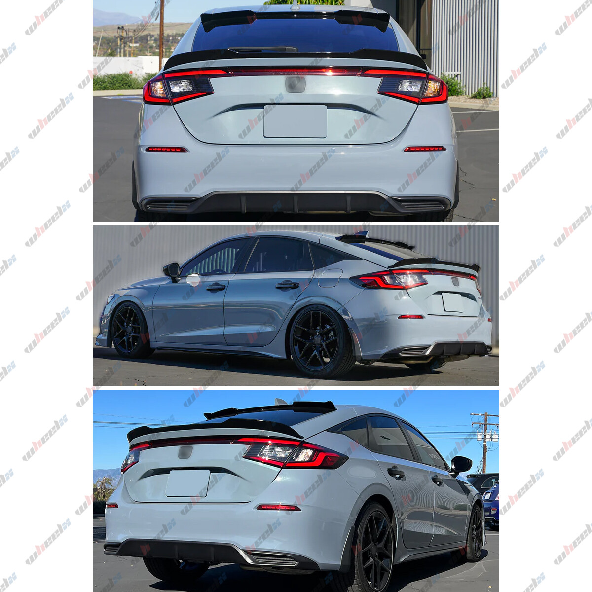 FOR 22-25 CIVIC HATCHBACK FL2 FL5 V2 STYLE TRUNK SPOILER LIP + REAR ROOF SPOILER