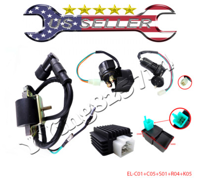 Regulator Rectifier Relay Ignition Coil CDI Key Switch 50CC-125CC 110CC ATV Quad