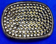 Rectangular with rounded corners - White Rhinestone Covered belt buckle