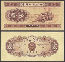 CHINA (3rd) 1 Fen, 1953, P-860, UNC World Currency