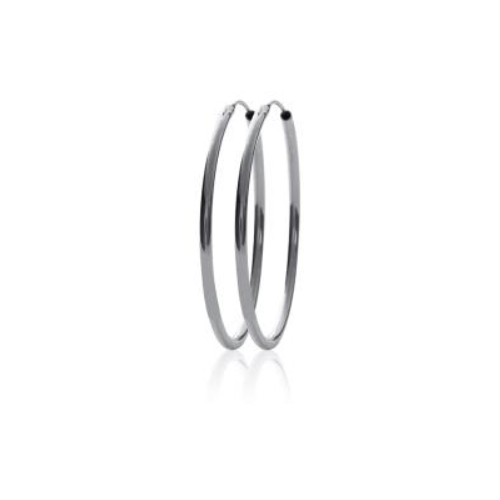 Boucles D'oreilles Créoles Lisses 4 Cm – Argent Massif 925/1000, Fermoir Clous, Bijouxia, Neuves