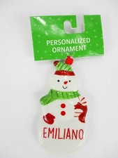 EMILIANO Personalized Name Holiday Ornament Snowman Xmas Target Ganz 3"
