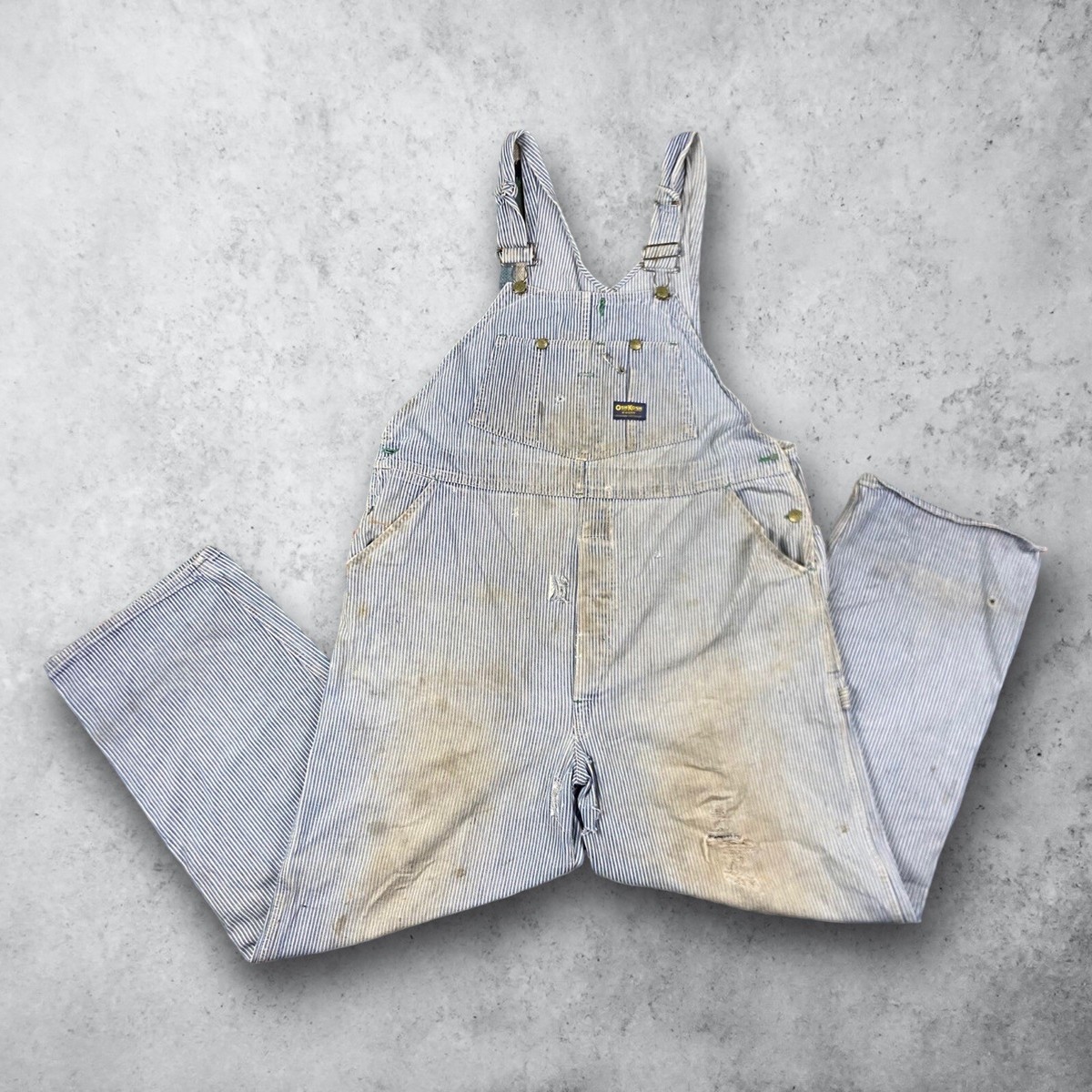 Vintage OshKosh Overalls Railroad Stripe Union Made USA Sanforized