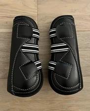 EquiFit D-Teq Boots Front Black Ostrich Large Open front jumping schooling boots