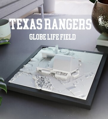 Texas Rangers Globe Life Field Stadium Replica Model  MLB 8 x 8  Framed Desk
